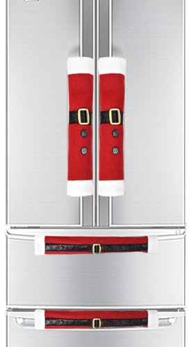 Fundas navideñas para manija de refrigerador, 3 fundas de manija de Navidad para puerta de refrigerador, fundas de perilla de armario de vacaciones, fundas de manija de refrigerador para puerta de