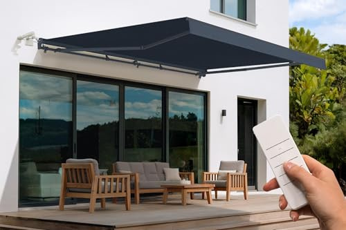 Cazeboo FAZZIO 5x3m graue Halbkassettenmarkise mit Motor