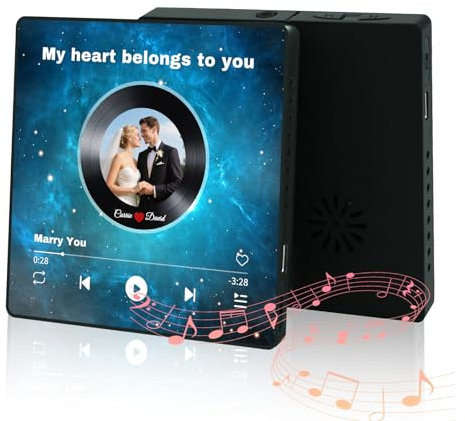 Personalised Music Fridge Magnet with Voice Recorder, Custom Spotify Song Photo Frame, Playable Magnetic Gift for Couples, Wedding, Anniversary, Birthday, Mum, Dad, Grandma, Grandpa (Style 2)
