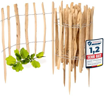 Garronda Cloture Jardin Exterieur à Planter en noisetier, clôture Jardin, clôture Bois, Bordure en Bois, ganivelle de Potager Exterieur GD-0156 Lot de 1 (Écart des Lattes: 3-5 cm, 60 cm x 5m)