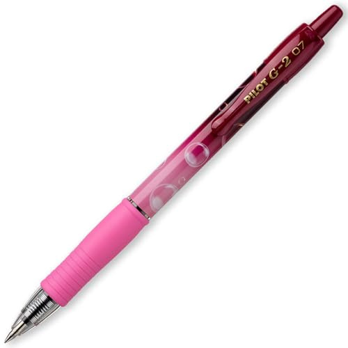 PILOT G-2-07 Bubble Gel Ink Rollerball Pen - Smooth Ink Retractable Pens with Ergonomic Grip for Writing, Journaling, Sketching, Note-Taking & Creative - BLUE ink - Pillow Pack (Pink, Single Pen)