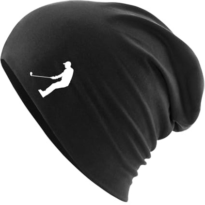 Huuraa Slouch Beanie Golf Silhouette Geschenk | Erwachsenen Wintermütze Baumwolle und Elasthan Mütze Geschenkidee doppellagige Baumwollmütze