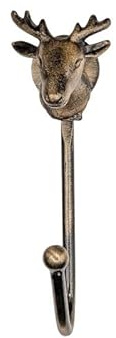 Knober Tierische Wandhaken –stabile Tierkopf-Haken für Wand & Vorhang – Vintage Look – vielseitig als Garderobenhaken oder Vorhanghalter nutzbar - Hirsch