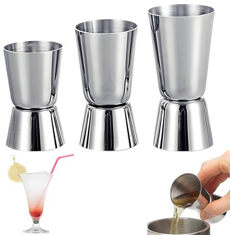 Cocktail Messbecher 3 StüCk,30ml/40ml/50ml,Cl Messbecher Cocktail,Cocktail Doppelmass Skala,Mixbecher,Portionierer ZubehöR Jigger Cocktails Massbecher FüR Bar Party