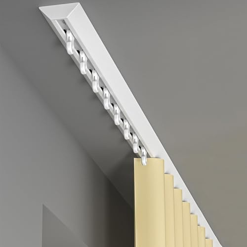 Carril de techo de aluminio para cortinas, riel de cortina resistente, mute barra de cortina montada en el techo, conjunto de rieles para oficina, sala de estar, dormitorio (210 cm)