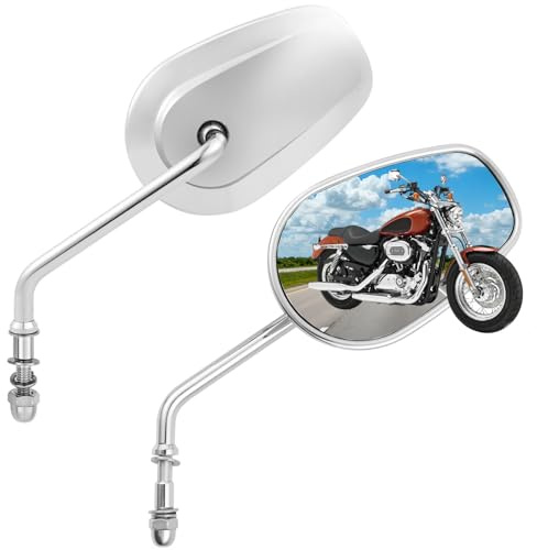 Chrom Sportster Spiegel, M8 8MM Motorrad Rückspiegel Kompatibel mit Harley Road King Street Electra Glide Dyna Softail Road Glide