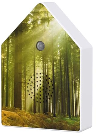 Boîte à oiseaux blanche – Minuteur sonore chantant, appareil sonore musical, gadget de relaxation, boîte à oiseaux avec détecteur de mouvement | Bruit blanc pour la maison, le jardin, la chambre, la