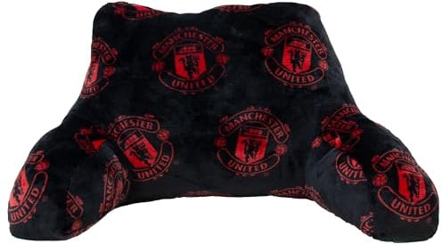 Manchester United FC Officially Licensed Cuddle Cushion | Super Soft, Ultra Comfy Pillow With Arm and Back Rests | Applause Design | Perfect For Any Bedroom, on the Sofa | Black