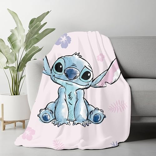 Disney Lilo und Stitch Kuscheldecke, Fleecedecke, 100 x 150 cm, Pflegeleicht, Waschbar (Rosa)