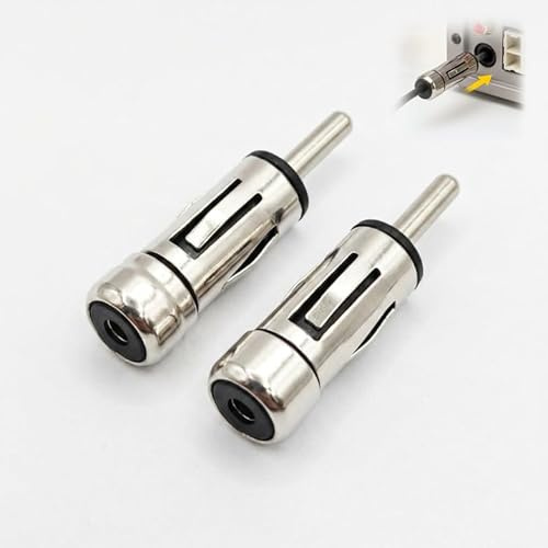 2 Pièces Adaptateur Antenne Autoradio DIN Mâle vers ISO Femelle Connecteur d'Antenne Voiture pour Récepteur Stéréo Unité de Tête et Amplificateur Radio FM Universel de Véhicule Argenté en Métal