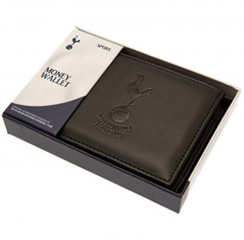 Tottenham Hotspur Geldbörse aus geprägtem Schwarz Leder, für Unisex-Erwachsene Fußballfans, Alltagsnutzer