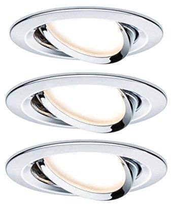 Paulmann 93452 Einbauleuchte LED Coin Nova rund 6,5W Chrom 3er-Set schwenkbar IP23 sprühwassergeschützt