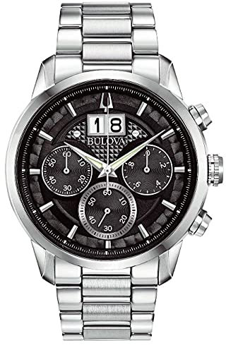 Bulova Herren Analog Quarz Uhr mit Edelstahl Armband 96B319