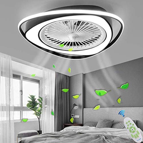 Ventilador De Luz De Techo LED Moderno Nórdico Lámpara De Techo Ventilador Invisible Ultradelgado 32W Araña De Ventilador Velocidad Del Viento Ajustable Dormitorio Sala Iluminación (Ø55cm),Rosado