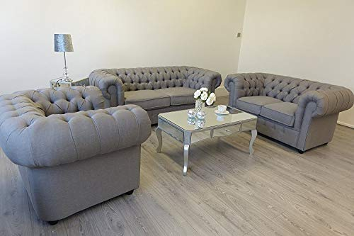 jvmoebel Chesterfield Couch Polster Sofas Sofa Couchen Leder Sofagarnitur 3+2+1 Neu #379