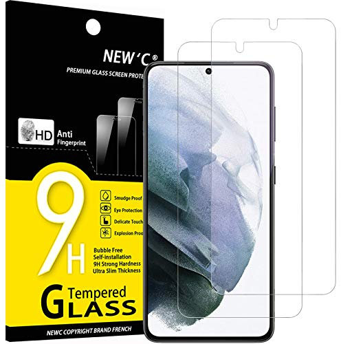 NEW'C Lot de 2, Verre Trempé pourSamsung Galaxy S21 Plus / S21 + 5G (6.7), Film Protection écran efficace contre les Rayures - Ultra Résistant (0,26mm HD Ultra Transparent) Dureté 9H Glass