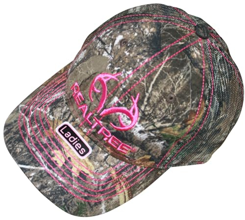 Realtree Pink Logo Camo Mesh Cap Mütze RT Rand Teilstrukturiert Niedrige Krone Schweißband Ballmütze