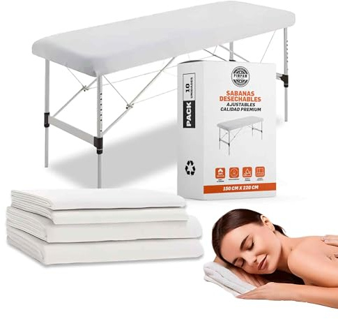 Pack 10 Enkel-spännlakan som är Justerbar | 150 x 220 cm | 100% återvinningsbar | Vattentät och hypoallergen | Idealisk för sängar, massagegar, sjukhussängar | Tillverkad i Spanien.
