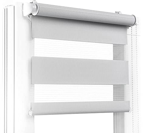 Fenster DEKOR - Rollos für Fenster Hellgrau - Klemmfix Rollo ohne Bohren 150 x 125 cm - Doppelrollo mit einer breiten Auswahl an Größen und Farben - Blickdichte Rollos, einfach zu montieren