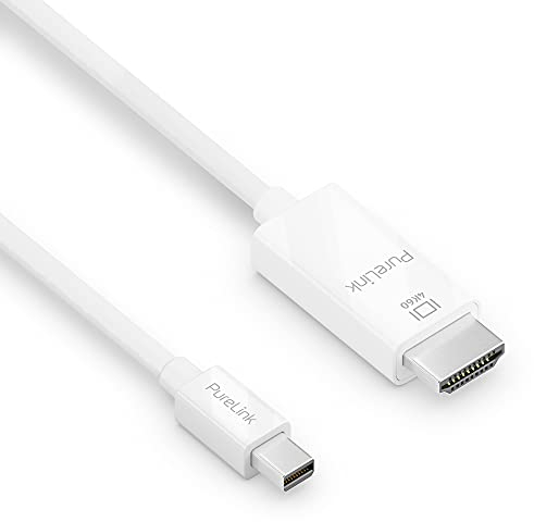 PureLink Mini DisplayPort to High Speed HDMI Cable, 4K Ultra HD 60Hz, 18GB/s Bandwidth, Gold-Plated Connectors, 1.50 m, White