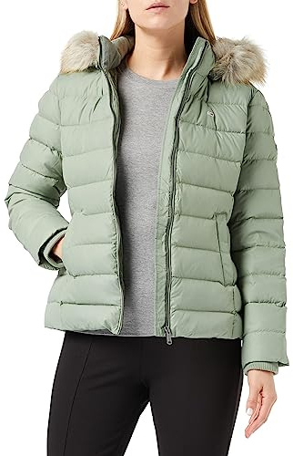 Tommy Jeans Damen Daunenjacke Basic Winter, Grün (Dusty Sage), XXS