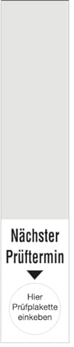 Dreifke® Aufkleber Kabelprüfplakette, Nächster Prüftermin, mit Freifeld, 20 x 100 mm - Bogen = 5 Plaketten Folie selbstklebend weiß/Schriftfarbe: schwarz 100x20mm