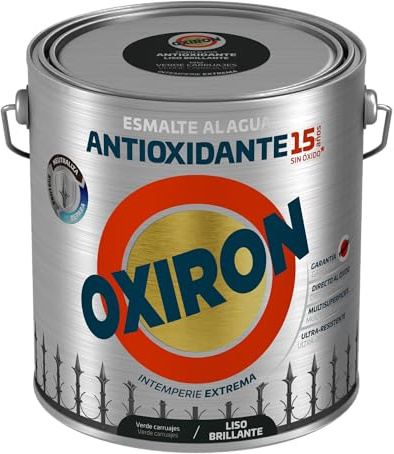 OXIRON Esmalte antioxidante al agua Liso Brillante Verde Carruajes 2,5L