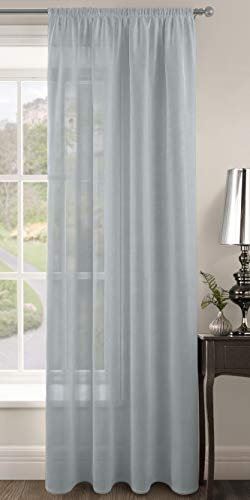 Plain Voile Woven Slot Top Premium Sheer Voile Panel - Internal Door Curtains, Patio Door Curtains, Privacy Window Voiles (Grey, 59 Width x 72 Drop)