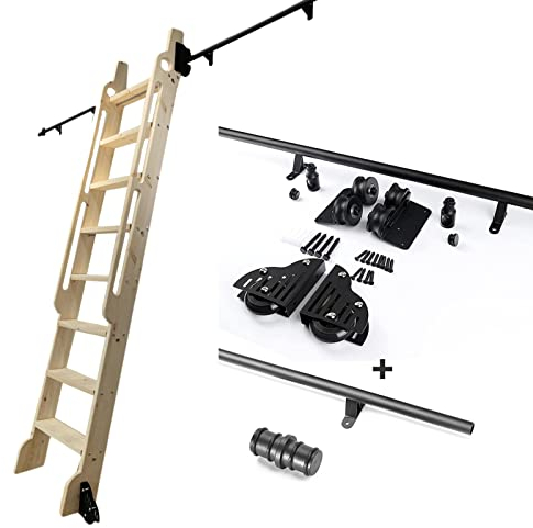 ZXFDM Rustikale Schwarze Rundrohr-Schiebetür-Bibliotheks-Hardware (Keine Leiter), Rollbibliotheksleiter-Hardware-Kit Rundrohr-Mobile Leiterschiene (Size : 13ft/400cm Track kit)