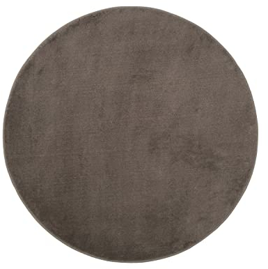 Gözze - Premium Rutschfester Runder Badezimmerteppich, RIO, 100% Microfaser, Ø 110 cm - Taupe
