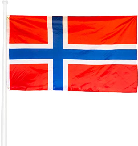 KliKil Bandera de Norway - Bandera 150x90cm Poliéster - Resistente a UV y Agua - Fácil Colocación con 2 Ojales Metálicos - Ideal para Celebraciones, Decoraciones y Eventos