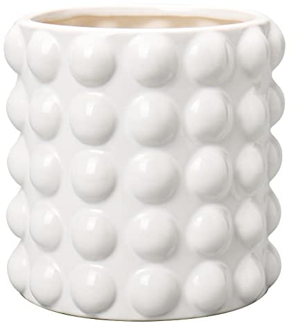 Oairse Ceramic Plant Pot 14cm/5.5inch Bubble Ceramic Planter with Drainage Holes White Flower Pots Beaded Design Decorative Plant Pots Indoor pour Succulent Cactus Snake Plant Houseplant