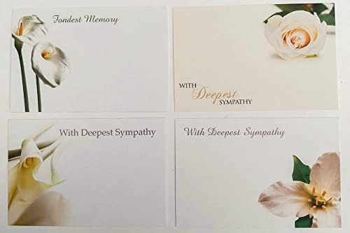ShredAstic® PACK OF 4 neutral assorted small Florist Funeral flower Message Cards with 4 clear cellophane self seal bags 6 x 9cm (60x90mm)