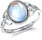Milacolato Bague Pierre De Lune Pour Femme Fille Bague Argent 925 Ajustable, Bague Triangle Celtique Zirconium, Ovale Rond Coeur Pierre Précieuse Bague Bijoux Pour Elle Avec Boîte Cadeau bague-C