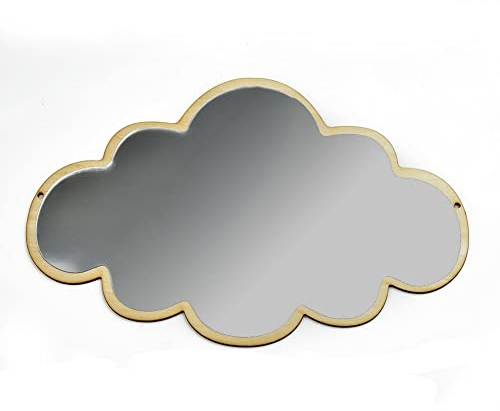 Lioaeust Wolkenform Spiegel-Wandaufkleber - Niedliches Dekor für Schlafsaal, Wohnzimmer - Make-up-Spiegel Ornamente, 33 x 23 cm