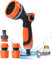 GardenHose Pipe Spray Gun, Hosepipe Nozzle Gun with Connect Adapters, High Pressure Anti-Leaking Garden Hose Nozzle with 10 Adjustable Patterns for Cleaning, Watering, Washing Cars, Bathing Pets