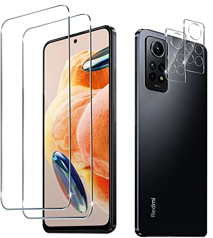Liilaa Protector de Pantalla para Xiaomi Redmi Note 12 Pro 4G, 2 Piezas Cristal Templado y 2 Piezas Protector de Lente de Cámara, Anti Arañazos Dureza 9H Vidrio Templado