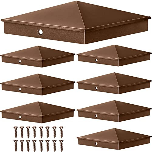 6x6 Pfostenkappen aus Aluminium, Pyramiden-Pfostenkappe, dekorative Zaunpfostenabdeckungen, Briefkasten, Pfosten (braun)