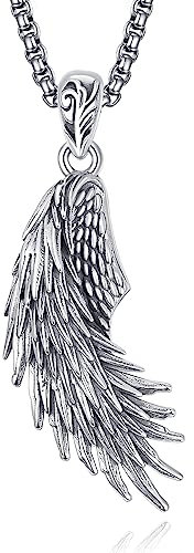 Engelsflügel Kette Herren Sterling Silber Flügel Anhänger Halskette Schutzengel Anhänger Schmuck Flügel Geschenk für Herren Männer