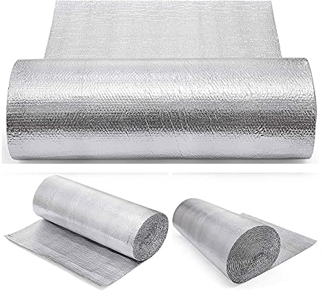 Isolierfolie Dämmfolie Wärmereflektierende Isolierfolie, doppelte Aluminiumblase, selbstklebendes Garagentor-Isolierset für Dachboden, Wand, Wohnmobil, Bootsschuppen, Heizung, Heizkörper, Isolierfoli