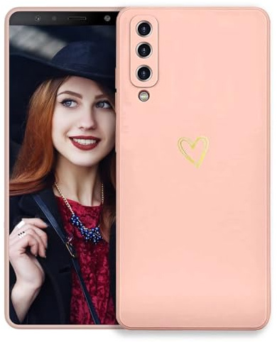 POUHYE Handyhülle für Samsung Galaxy A7 2018 Hülle, Soft Silikon Case mit Herz, Kameraschutz und Bildschirmschutz, Ultra Dünn Stoßfest Anti-Rutsch Schutzhülle für Samsung Galaxy A7 2018 Rosa