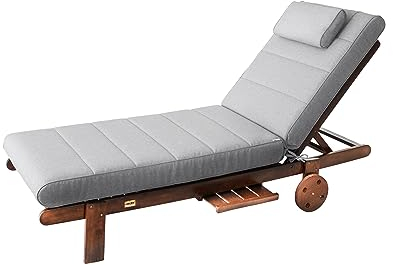 PillowPrim Gartenmöbel Matratze, für Liege, Sonnenliegen, Balkon, Outdoor, Liegenauflage, Polster, Sofa, Sitzkissen, Aschgrau, 204x60 cm