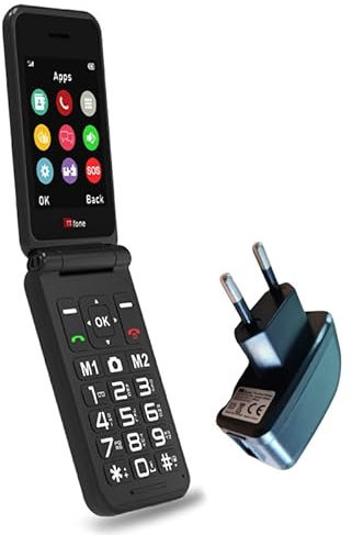 TTfone TT760 Klapptelefon 4G mit Großen Tasten für Senioren und Notruf-Taste - Entsperrtes Grundlegendes Mobiltelefon (Schwarz, mit Ladegerät)