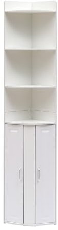 PCGAGA Tall Cabinet for Living Room Corner Cabinet Corner Shelf Unit, Tall Bookcase for Corner (White)