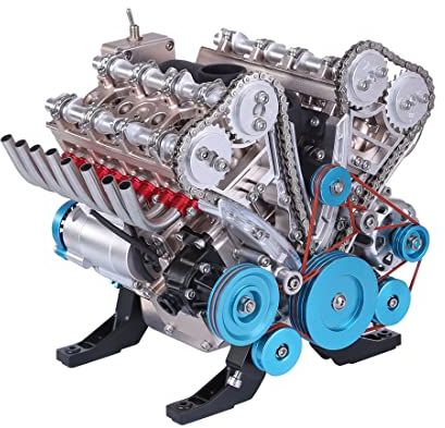 GOUX Motor Modellbausatz, Metall Verbrennungsmotor Modellbau, V8 Motor Bausatz 8 Zylinder Motor Modell, 500+PCS Mini Metall Motor Engine Kit für Technikbegeisterte