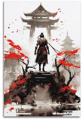 McosU Enso SamuraiWanddekoration, kreatives Poster, Kunstmalerei, Zuhause, Büro, Vintage-Druck, Poster, 30 x 45 cm, ungerahmter Stil