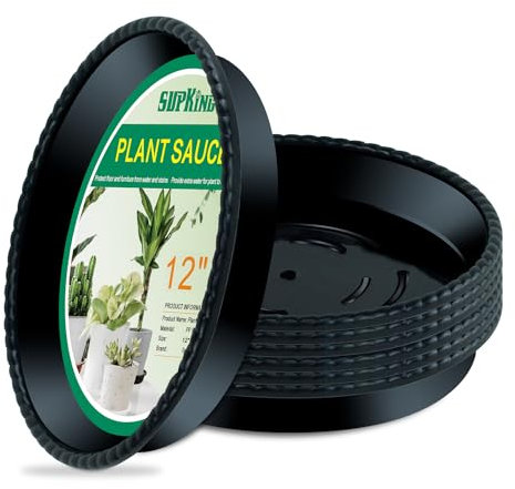 SupKing Lot de 6 soucoupes d'égouttement en plastique robuste pour intérieur et extérieur - 15,2 cm, 20,3 cm, 25,4 cm, 30,5 cm - Noir