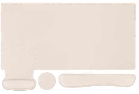 MOSISO Keyboard Mouse Pad Set, Large Gaming Pad&Keyboard Wrist Rest&Mouse Wrist Rest&Coaster, Ergonomic Non-Slip Mousepad&Easy Typing Cushion with Memory Foam for Home Office, Apricot