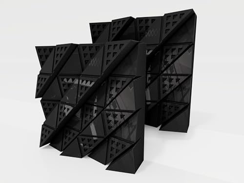 2 Pack — Acoustic Diffuser | 2D Diff | Reflection - Diffusion - Absorption - Soundproofing | Wall Art Panel | Color Plates: (Black glossy plastic, FUZA (60mm))