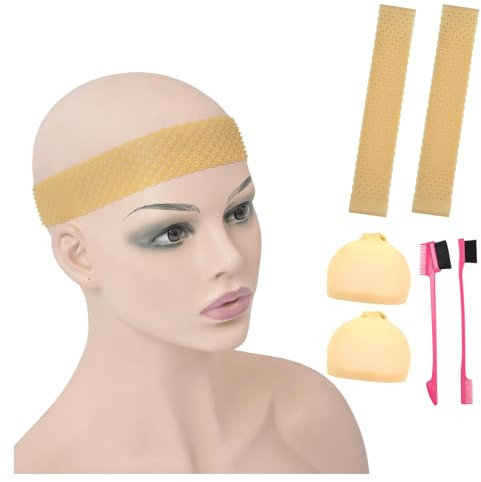 2 Stück Silikon Perückenband, Silikon Rutschfestes Perückenbänder, Mit Atmungsaktiven Löcher, Nahtloses Atmungsaktive Perückenband für Sport Yoga (Hellbraun)